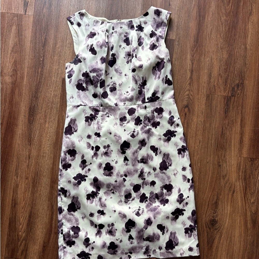 Ann Taylor Purple Sheath Midi Dress Scoop Neck Sleeveless